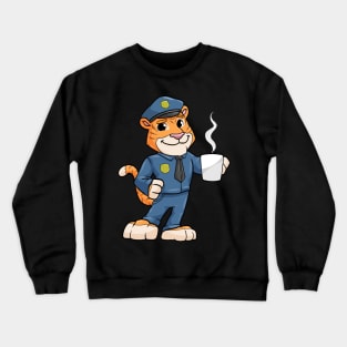 Tiger as Police officer with Police hat and Drink Crewneck Sweatshirt